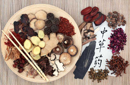 chinese herbs and acupuncture needles